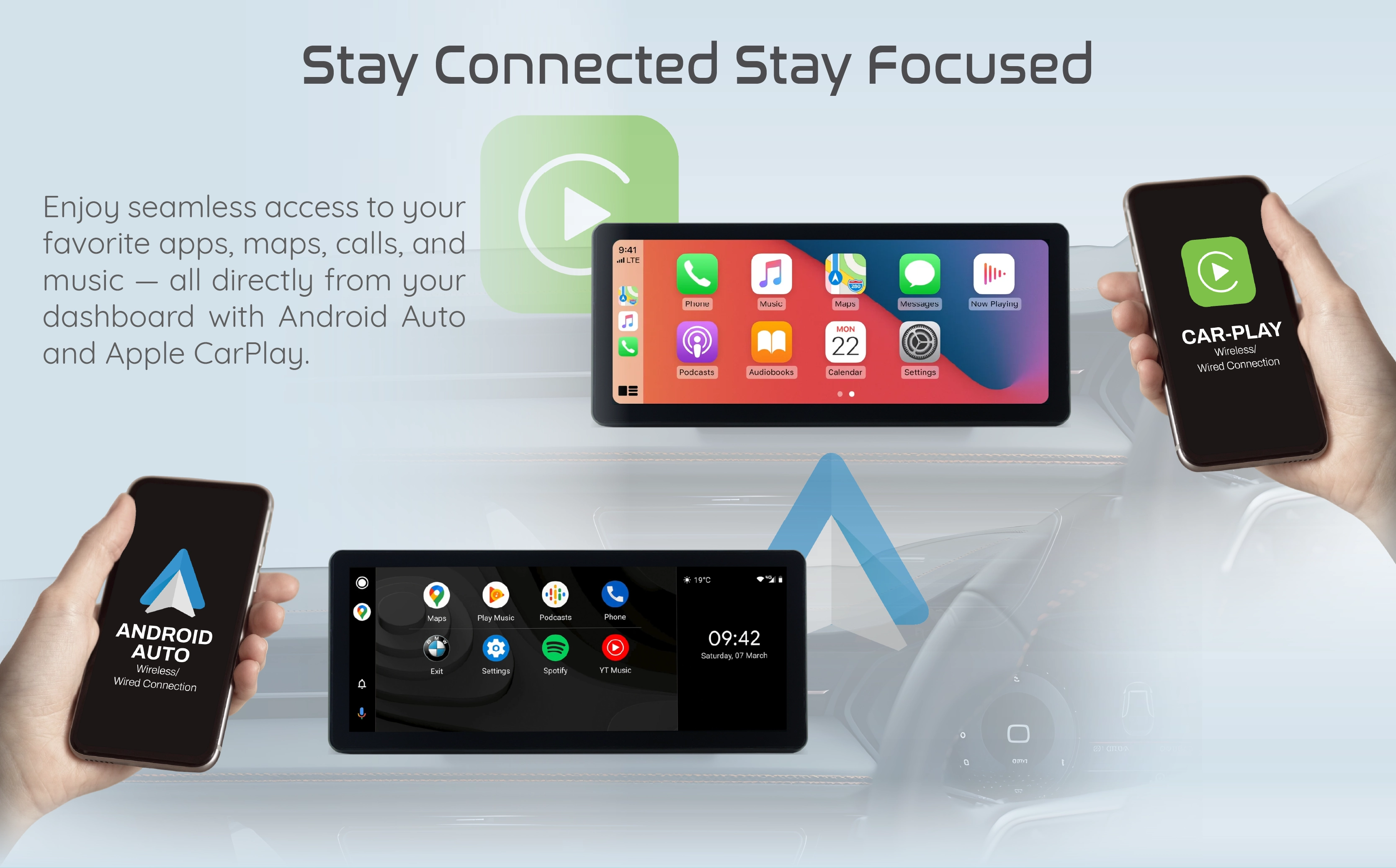 Stay Connected, Stay Focused - Seamless Android Auto and Apple CarPlay integration
